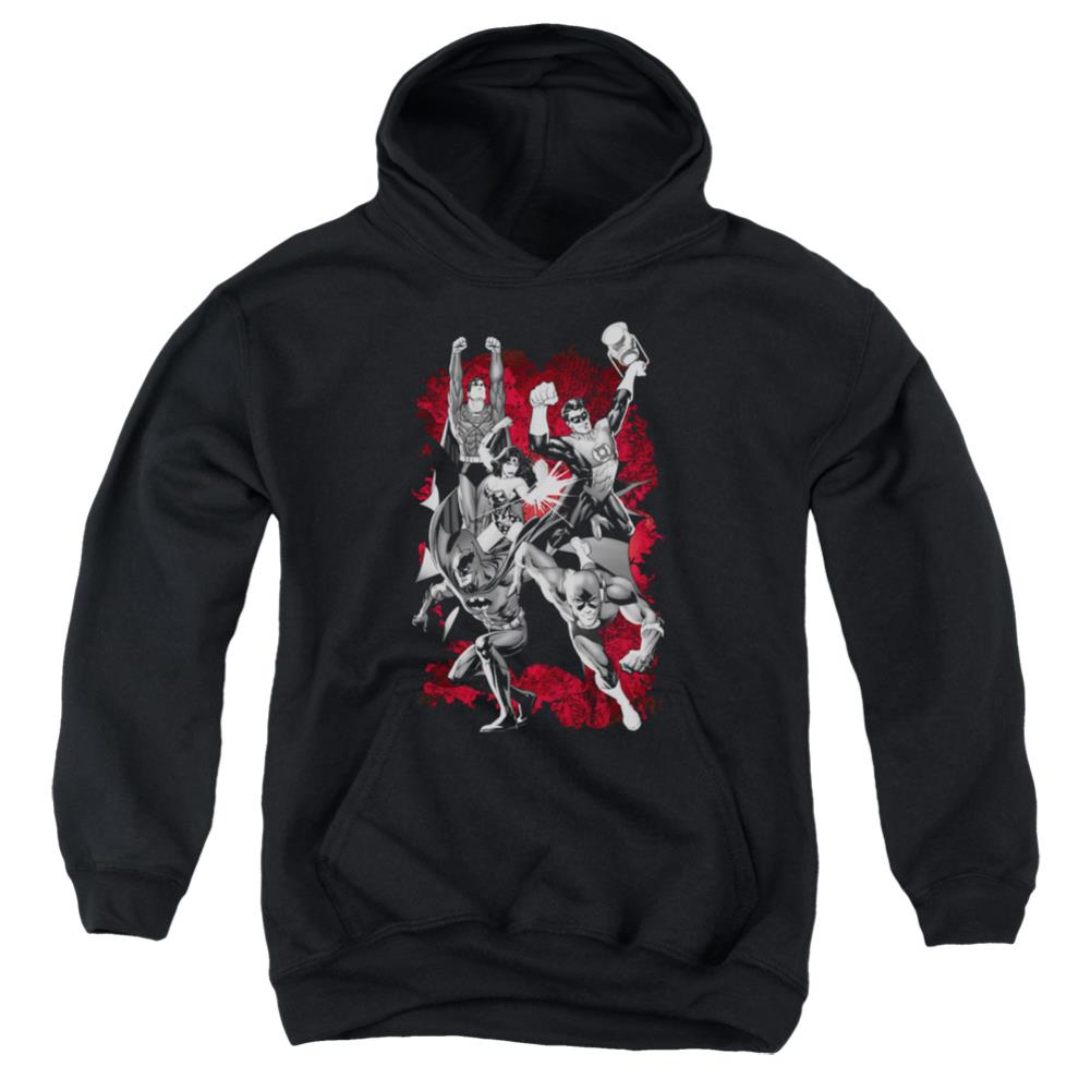 Justice League Of America JLA Explosion Youth Cotton Poly Pull-Over Hoodie