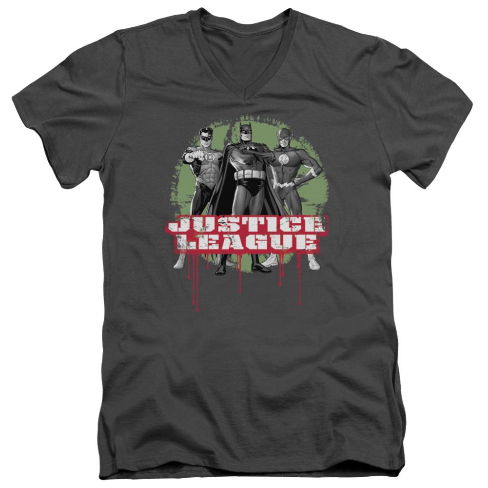 Justice League Of America JLA Trio Men's 30/1 Cotton Slim V-Neck T-Shirt