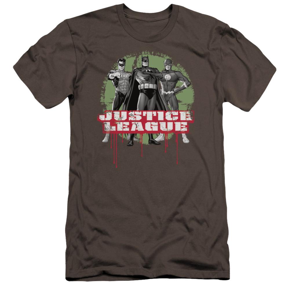 Justice League Of America JLA Trio Men's Ultra-Soft 30/1 Cotton Slim Short-Sleeve T-Shirt