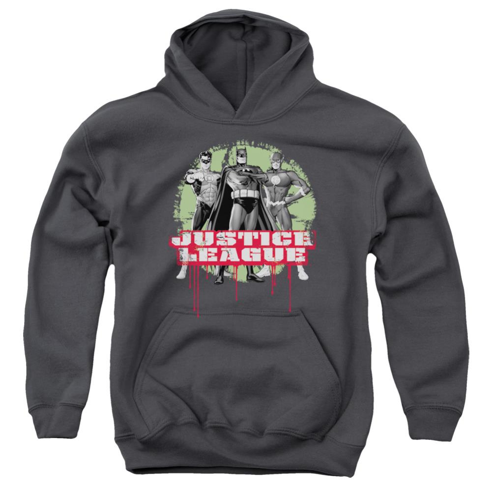 Justice League Of America JLA Trio Youth Cotton Poly Pull-Over Hoodie