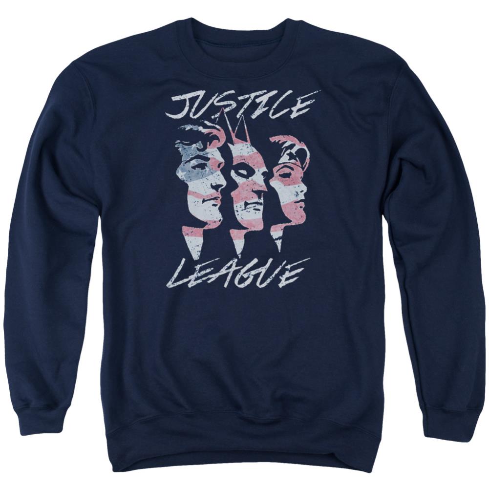 Justice League Of America Justice For America Men's Crewneck 50 50 Poly Long-Sleeve T-Shirt