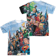 Justice League Of America Justice League Of America (Front/Back Print) Men's Regular Fit Polyester Short-Sleeve T-Shirt