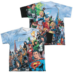 Justice League Of America Justice League Of America (Front/Back Print) Youth Regular Fit Poly Short-Sleeve T-Shirt