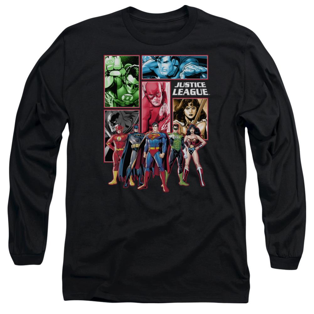 Justice League Of America Justice League Panels Men's 18/1 Cotton Long-Sleeve T-Shirt