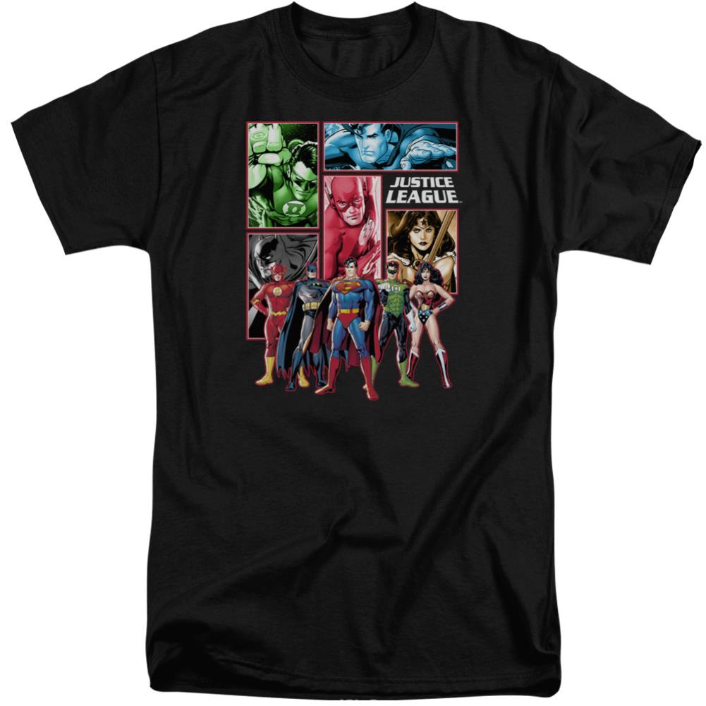 Justice League Of America Justice League Panels Men's 18/1 Tall Cotton Short-Sleeve T-Shirt