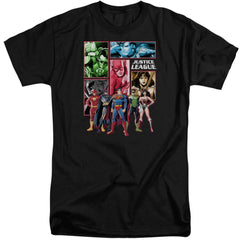 Justice League Of America Justice League Panels Men's 18/1 Tall Cotton Short-Sleeve T-Shirt