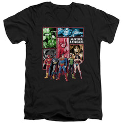 Justice League Of America Justice League Panels Men's 30/1 Cotton Slim V-Neck T-Shirt