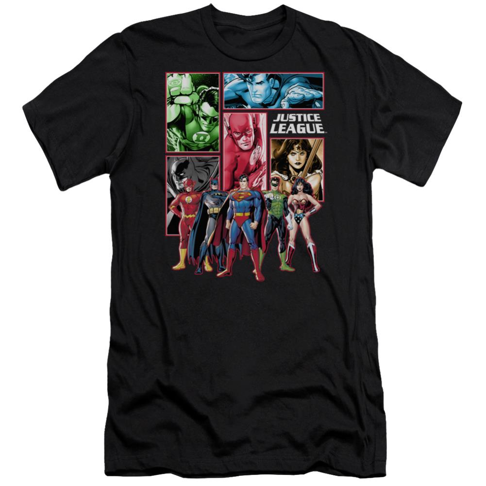 Justice League Of America Justice League Panels Men's Ultra-Soft 30/1 Cotton Slim Short-Sleeve T-Shirt