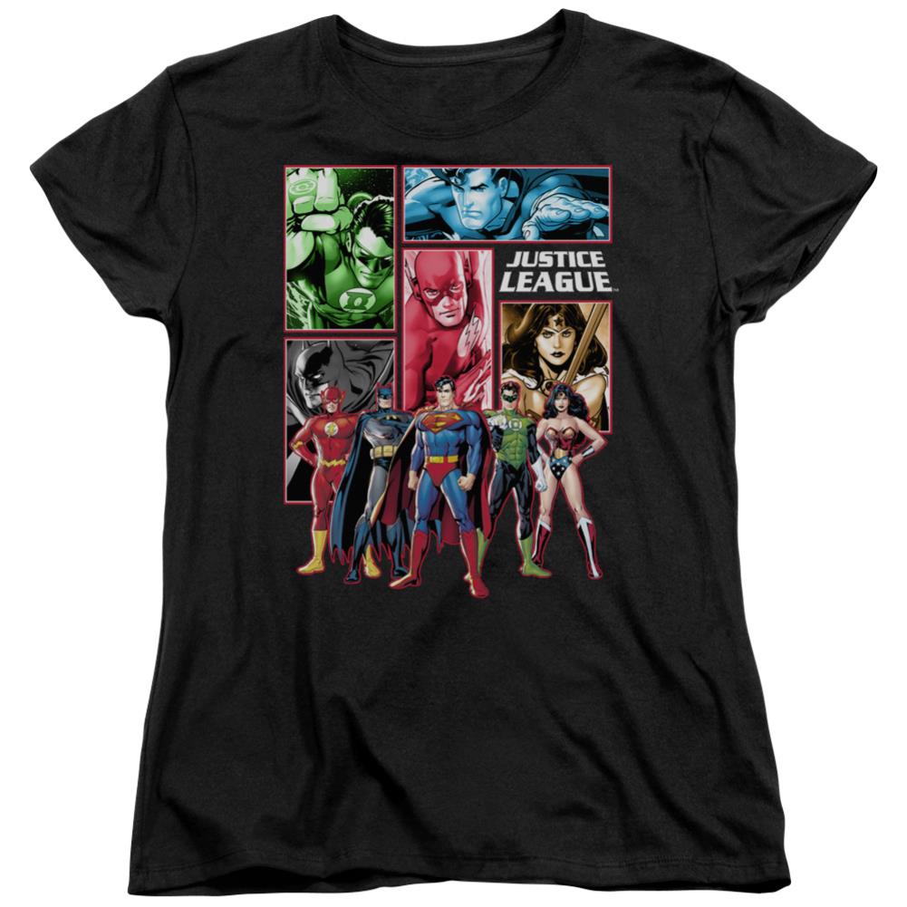 Justice League Of America Justice League Panels Women's 18/1 Cotton Short-Sleeve T-Shirt