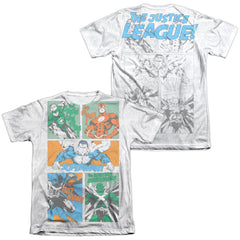 Justice League Of America Justice Panels (Front/Back Print) Men's Regular Fit Poly Cotton Short-Sleeve T-Shirt