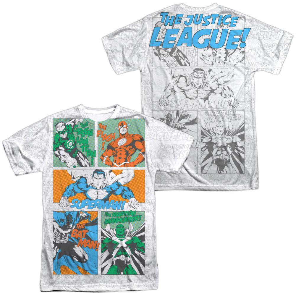 Justice League Of America Justice Panels (Front/Back Print) Men's Regular Fit Polyester Short-Sleeve T-Shirt