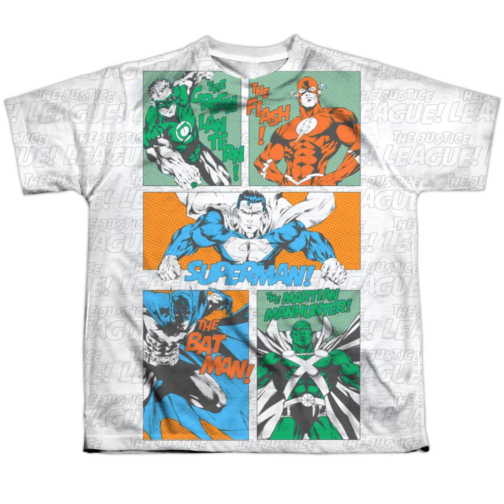 Justice League Of America Justice Panels Youth Regular Fit Poly Short-Sleeve T-Shirt