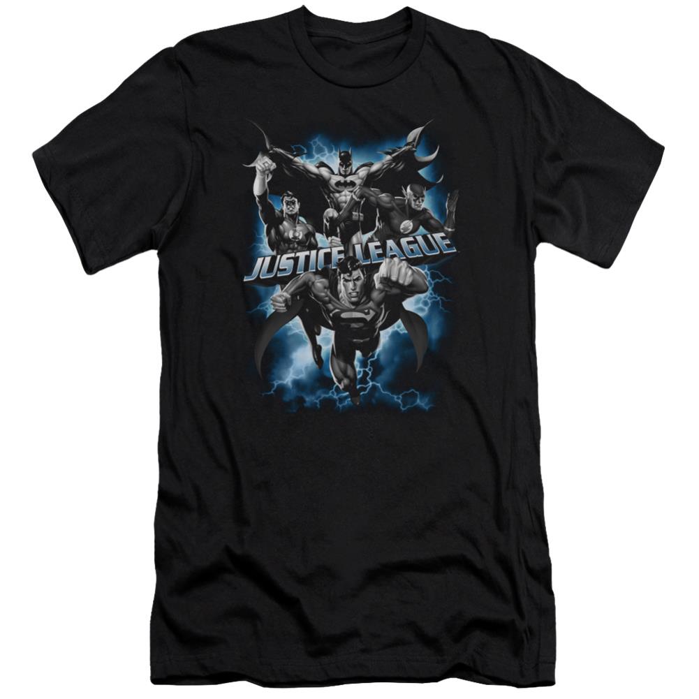 Justice League Of America Justice Storm Men's Ultra-Soft 30/1 Cotton Slim Short-Sleeve T-Shirt