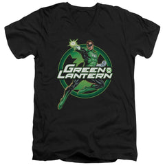Justice League Of America Lantern Glow Men's 30/1 Cotton Slim V-Neck T-Shirt
