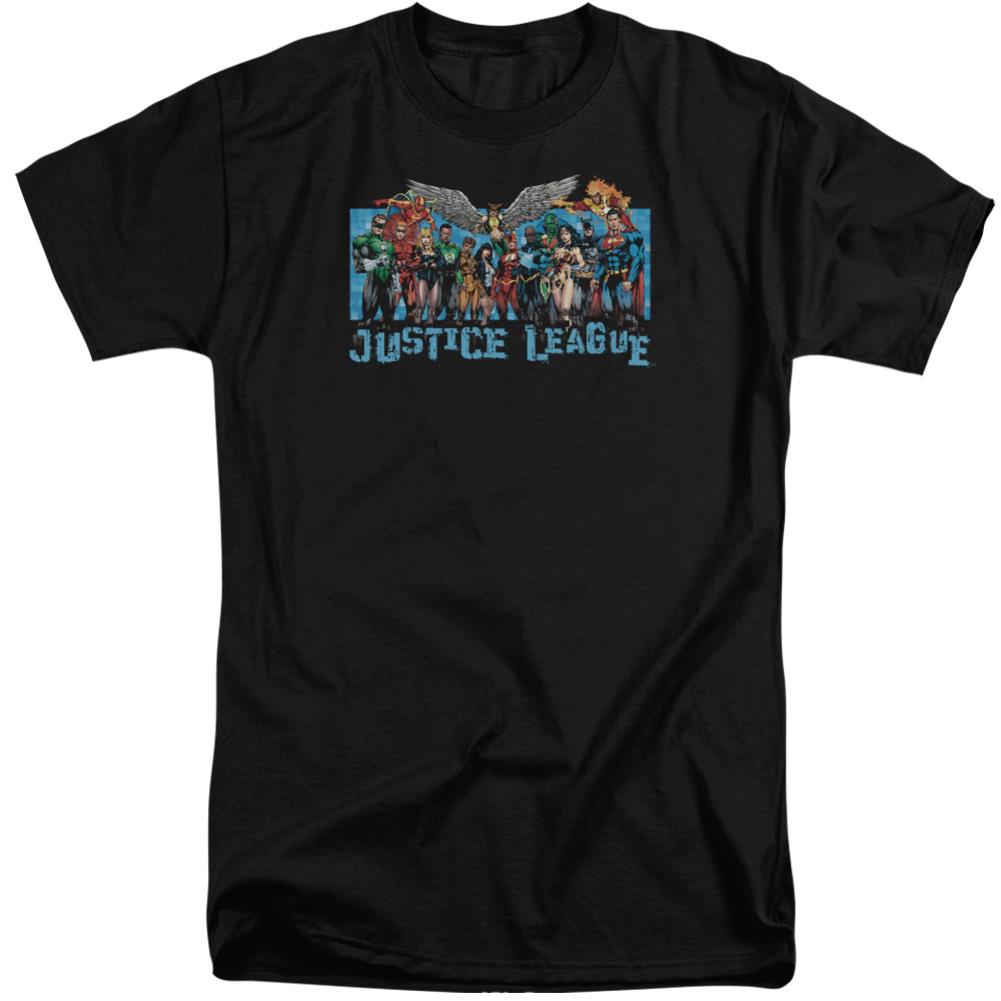Justice League Of America League Lineup Men's 18/1 Tall Cotton Short-Sleeve T-Shirt