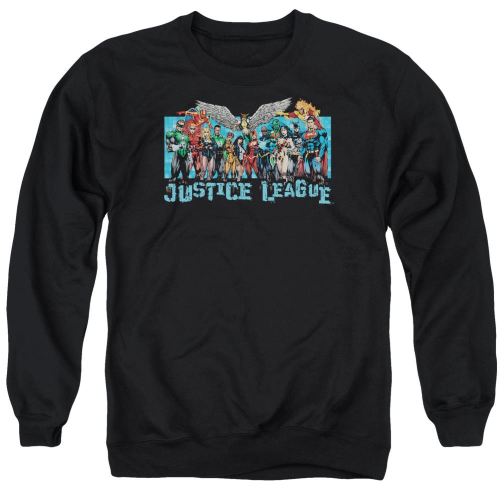 Justice League Of America League Lineup Men's Crewneck 50 50 Poly Long-Sleeve T-Shirt