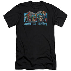 Justice League Of America League Lineup Men's Ultra-Soft 30/1 Cotton Slim Short-Sleeve T-Shirt
