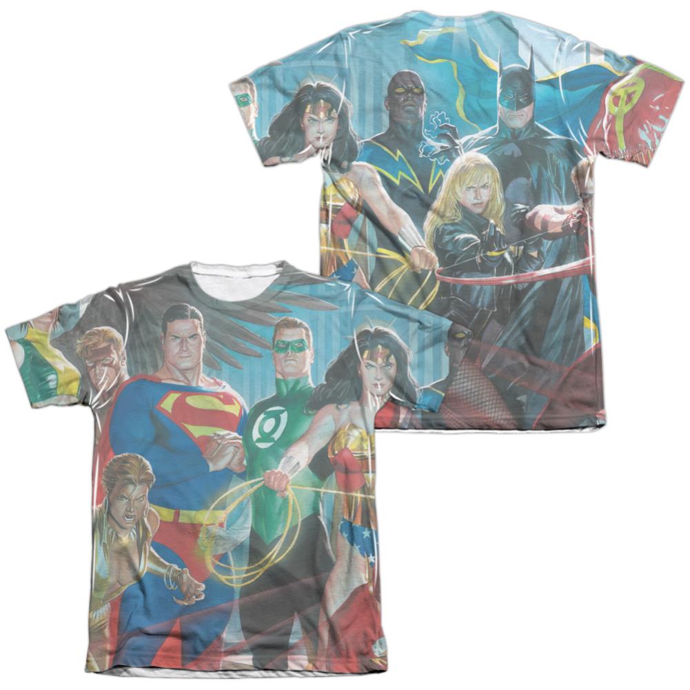 Justice League Of America League Of Heroes (Front/Back Print) Men's Regular Fit Poly Cotton Short-Sleeve T-Shirt