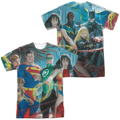 Justice League Of America League Of Heroes (Front/Back Print) Men's Regular Fit Polyester Short-Sleeve T-Shirt