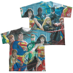 Justice League Of America League Of Heroes (Front/Back Print) Youth Regular Fit Poly Short-Sleeve T-Shirt