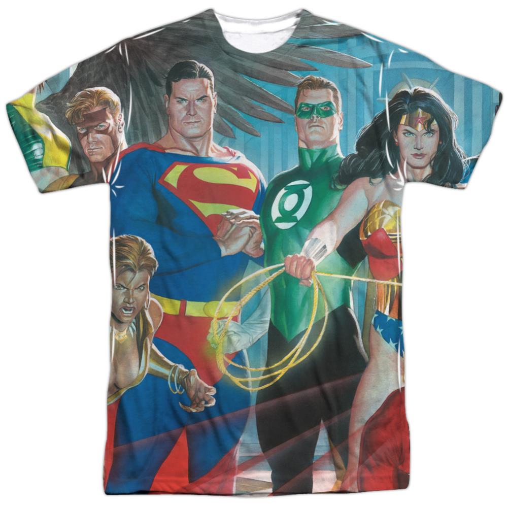 Justice League Of America League Of Heroes Men's Regular Fit Polyester Short-Sleeve T-Shirt