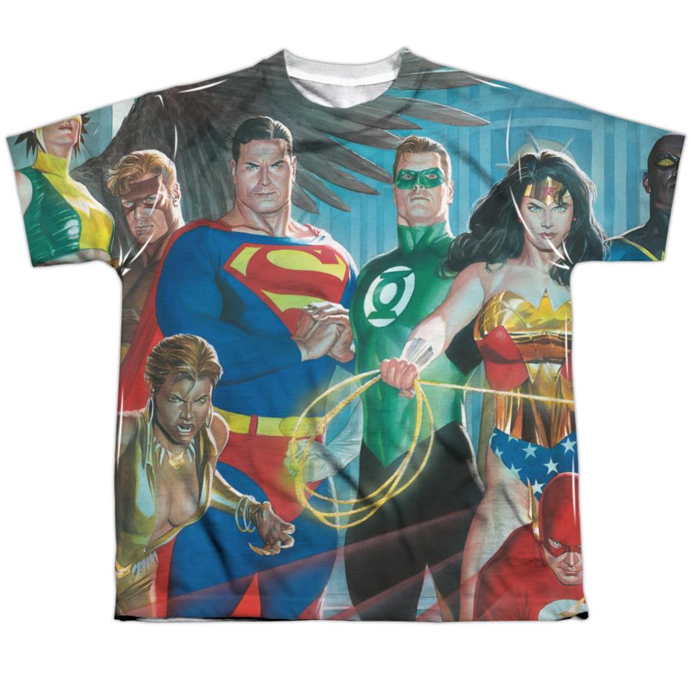 Justice League Of America League Of Heroes Youth Regular Fit Poly Short-Sleeve T-Shirt