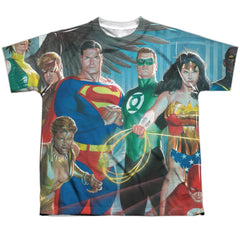 Justice League Of America League Of Heroes Youth Regular Fit Poly Short-Sleeve T-Shirt