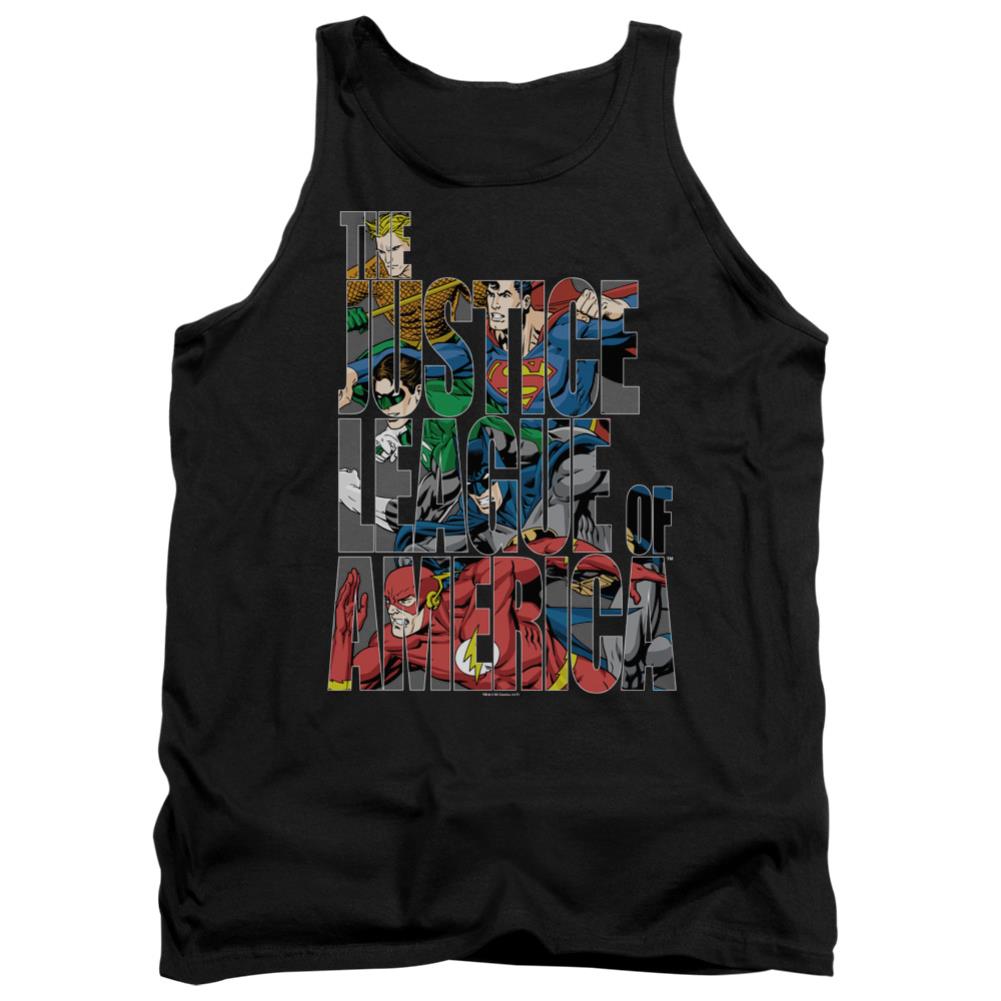 Justice League Of America Lettered League Men's 18/1 Cotton Tank Top
