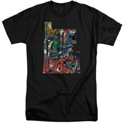 Justice League Of America Lettered League Men's 18/1 Tall Cotton Short-Sleeve T-Shirt