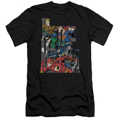 Justice League Of America Lettered League Men's Ultra-Soft 30/1 Cotton Slim Short-Sleeve T-Shirt