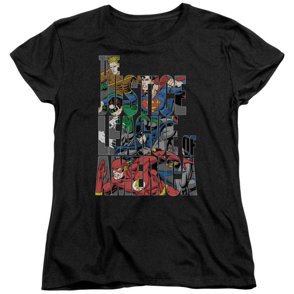 Justice League Of America Lettered League Women's 18/1 Cotton Short-Sleeve T-Shirt
