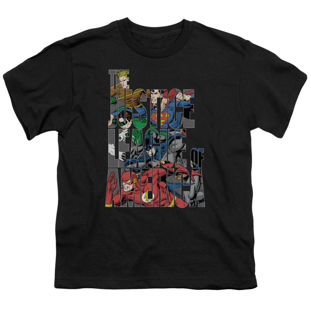 Justice League Of America Lettered League Youth 18/1 100% Cotton Short-Sleeve T-Shirt
