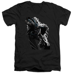 Justice League Of America Lighting Crashes Men's 30/1 Cotton Slim V-Neck T-Shirt