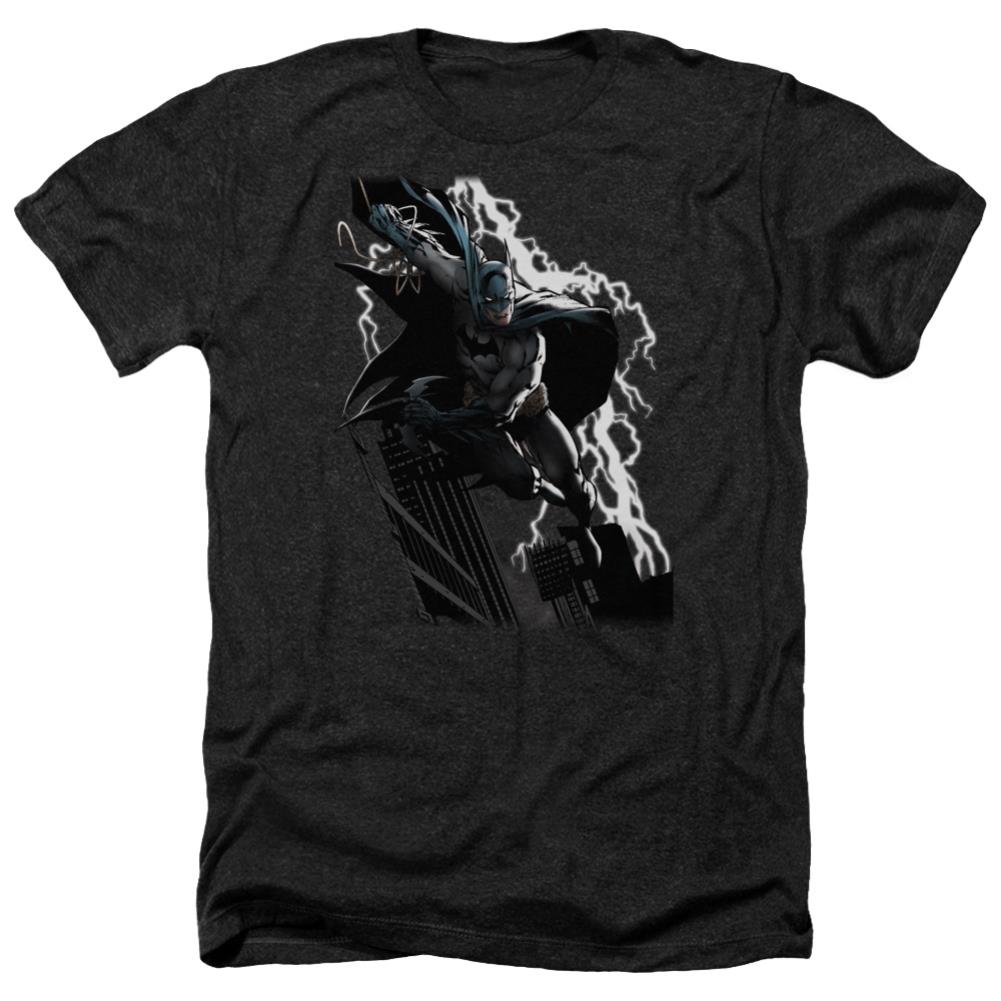 Justice League Of America Lighting Crashes Men's 30/1 Heather 60 40 Poly Short-Sleeve T-Shirt