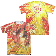 Justice League Of America Lightning Dash (Front/Back Print) Men's Regular Fit Poly Cotton Short-Sleeve T-Shirt