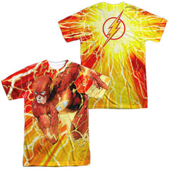Justice League Of America Lightning Dash (Front/Back Print) Men's Regular Fit Polyester Short-Sleeve T-Shirt