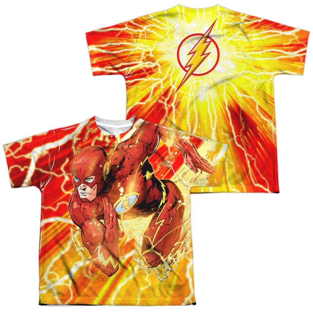 Justice League Of America Lightning Dash (Front/Back Print) Youth Regular Fit Poly Short-Sleeve T-Shirt