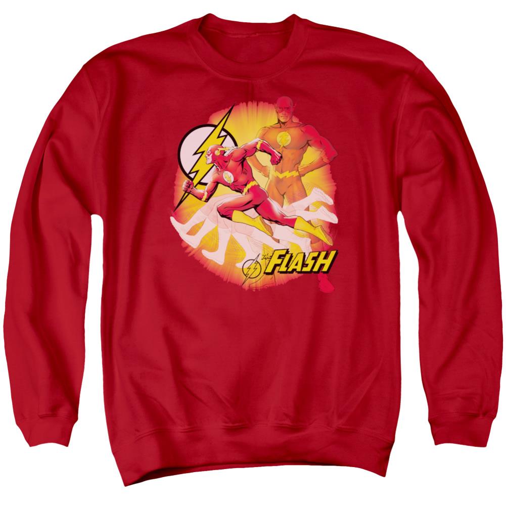 Justice League Of America Lightning Fast Men's Crewneck 50 50 Poly Long-Sleeve T-Shirt
