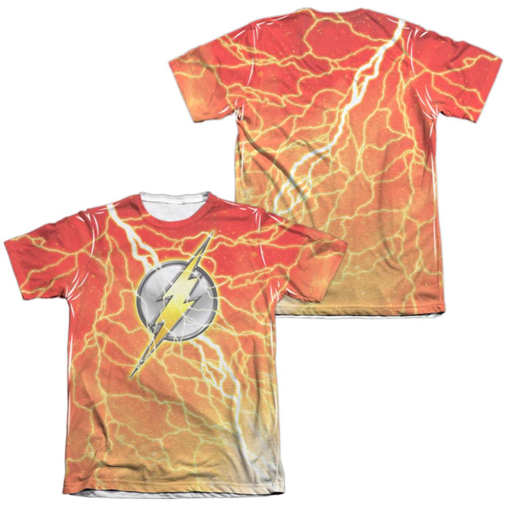 Justice League Of America Lightning Logo (Front/Back Print) Men's Regular Fit Poly Cotton Short-Sleeve T-Shirt