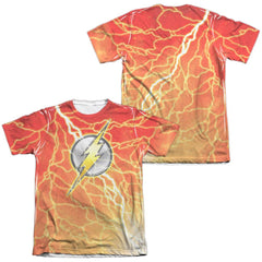 Justice League Of America Lightning Logo (Front/Back Print) Men's Regular Fit Poly Cotton Short-Sleeve T-Shirt