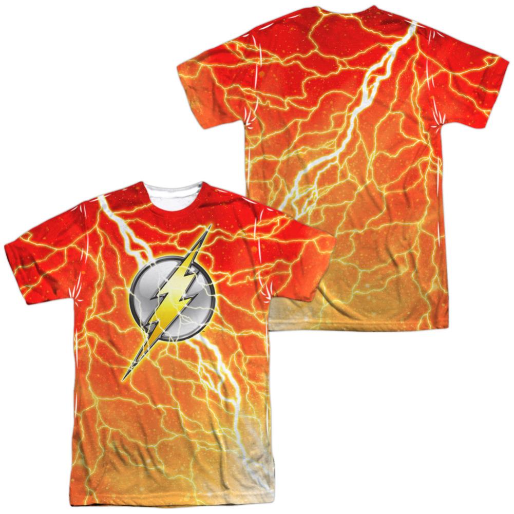 Justice League Of America Lightning Logo (Front/Back Print) Men's Regular Fit Polyester Short-Sleeve T-Shirt