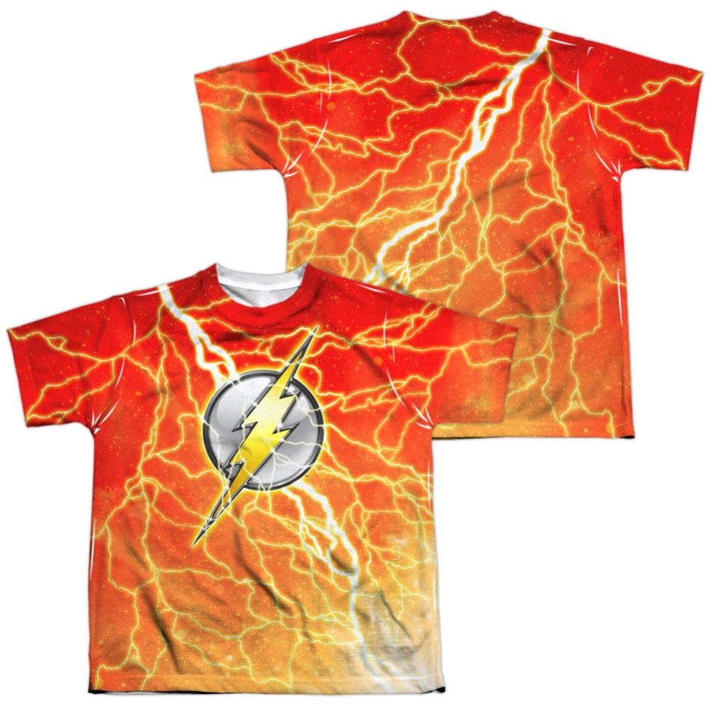Justice League Of America Lightning Logo (Front/Back Print) Youth Regular Fit Poly Short-Sleeve T-Shirt