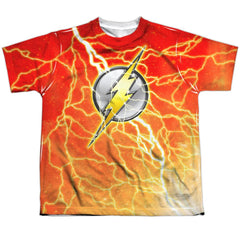 Justice League Of America Lightning Logo Youth Regular Fit Poly Short-Sleeve T-Shirt
