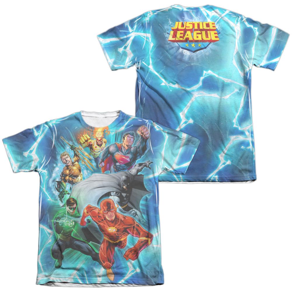 Justice League Of America Lightning Team (Front/Back Print) Men's Regular Fit Poly Cotton Short-Sleeve T-Shirt