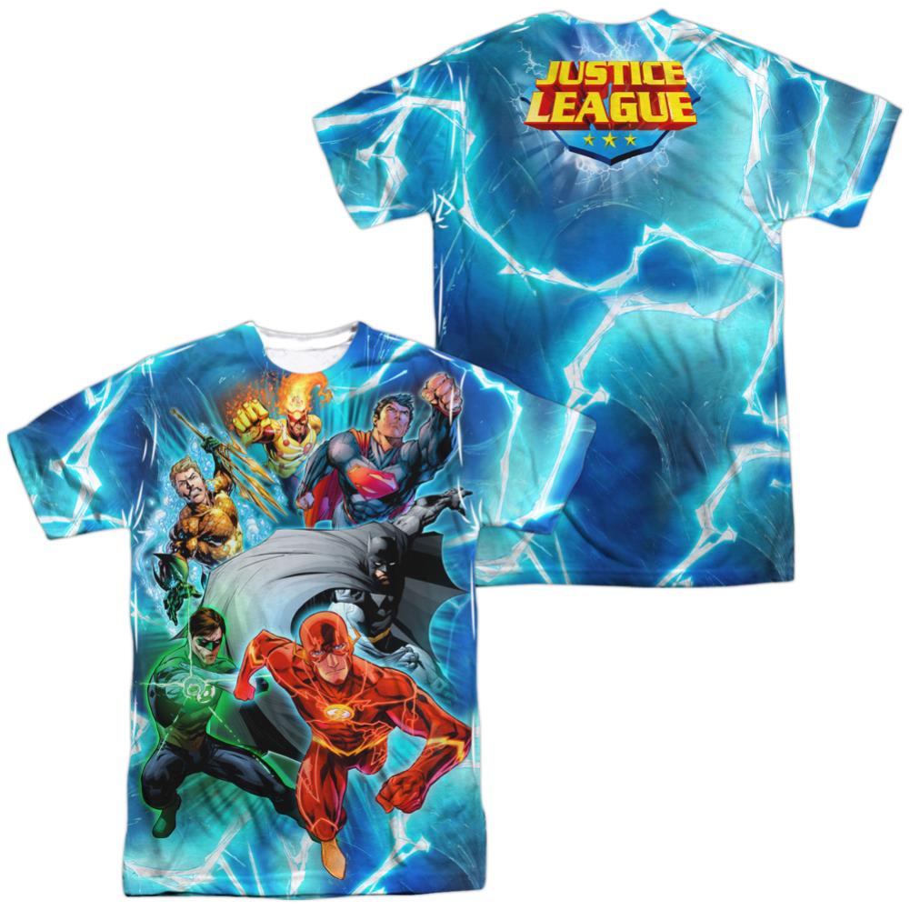 Justice League Of America Lightning Team (Front/Back Print) Men's Regular Fit Polyester Short-Sleeve T-Shirt