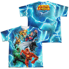 Justice League Of America Lightning Team (Front/Back Print) Youth Regular Fit Poly Short-Sleeve T-Shirt