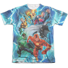 Justice League Of America Lightning Team Men's Regular Fit Poly Cotton Short-Sleeve T-Shirt