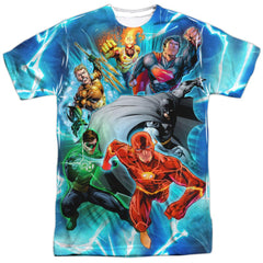 Justice League Of America Lightning Team Men's Regular Fit Polyester Short-Sleeve T-Shirt