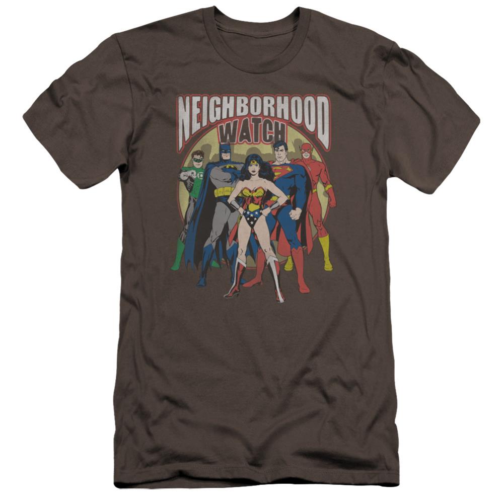 Justice League Of America Neighborhood Watch Men's Ultra-Soft 30/1 Cotton Slim Short-Sleeve T-Shirt
