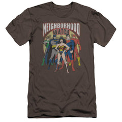 Justice League Of America Neighborhood Watch Men's Ultra-Soft 30/1 Cotton Slim Short-Sleeve T-Shirt